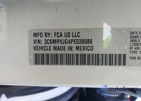 2023 Ram Promaster 3500 Cargo Van High Roof 159 Wb Ext from USA, damaged, VIN 3C6MRVJG4PE538080